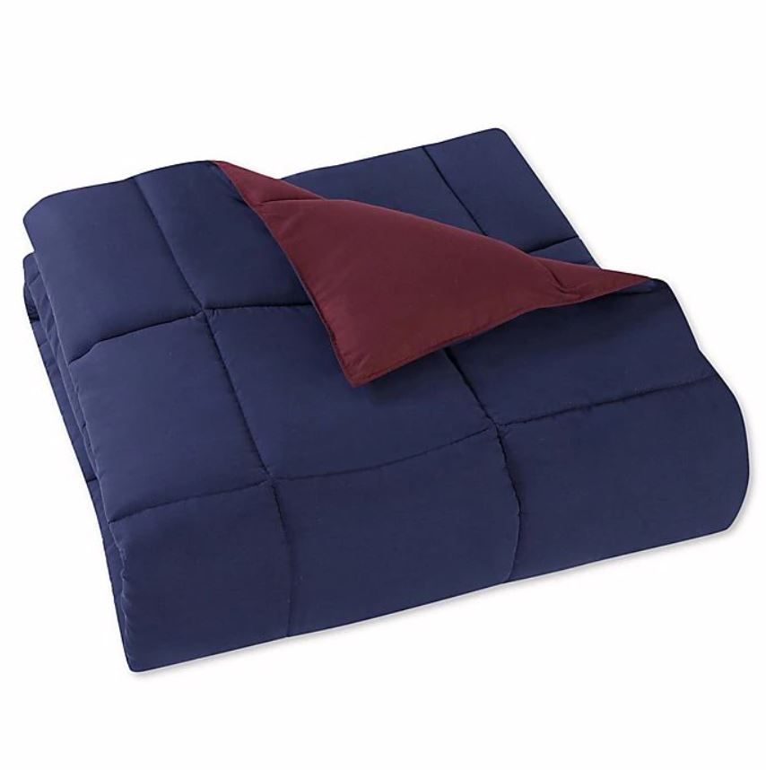 Microfiber Reversible Comforter, Double Bed with Corner Loops, Coke & Navy