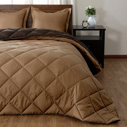 Microfiber Lightweight Reversible Double Bed Comforter, Dark and Light Brown