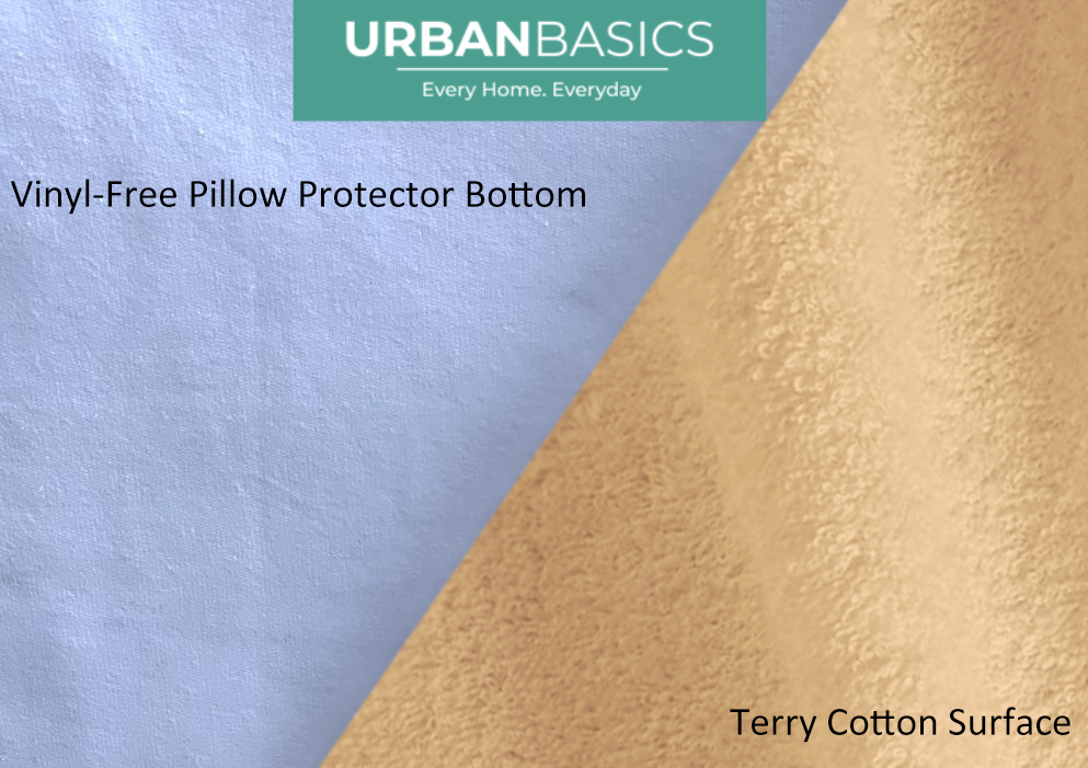 Waterproof Terry Cotton Pillow Protector, Beige Set of 2