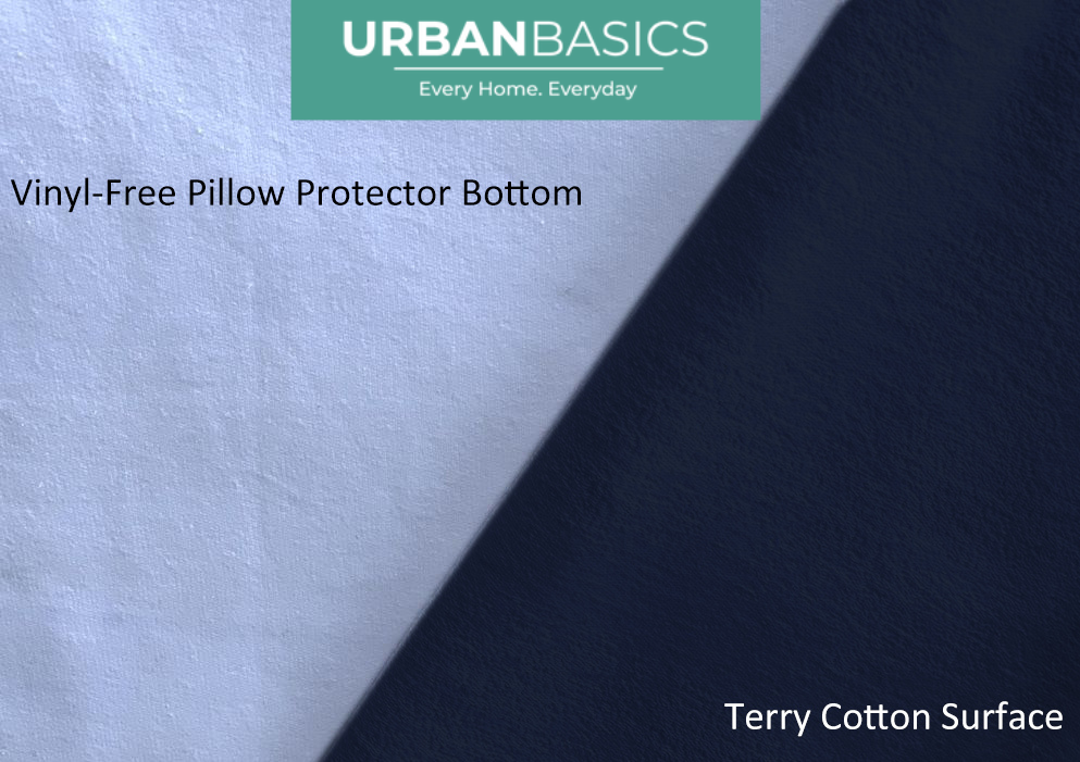 Waterproof Terry Cotton Pillow Protector, Navy Set of 2