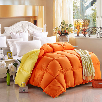 Microfiber Reversible Comforter, Double Bed with Corner Loops, Orange & Yellow