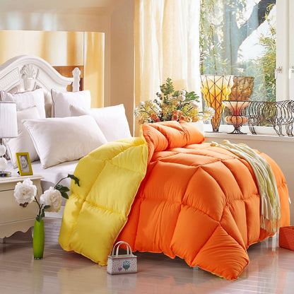 Microfiber Reversible Comforter, Double Bed with Corner Loops, Orange & Yellow