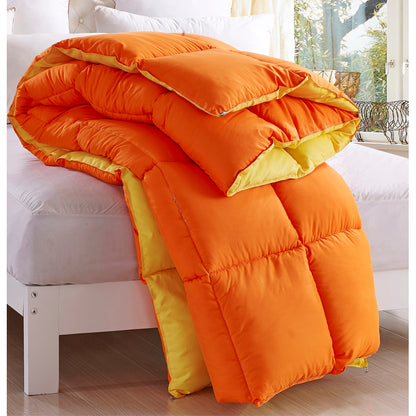 Microfiber Reversible Comforter, Double Bed with Corner Loops, Orange & Yellow